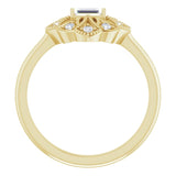 14K Gold Straight Baguette Natural Diamond Vintage-Inspired Ring - Yellow Gold - view 2