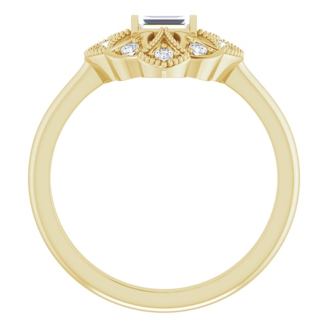 14K Gold Straight Baguette Natural Diamond Vintage-Inspired Ring - Yellow Gold - view 2