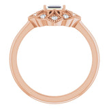 14K Gold Straight Baguette Natural Diamond Vintage-Inspired Ring - Rose Gold - view 2