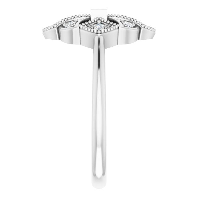 Platinum Straight Baguette Natural Diamond Vintage-Inspired Ring - view 4