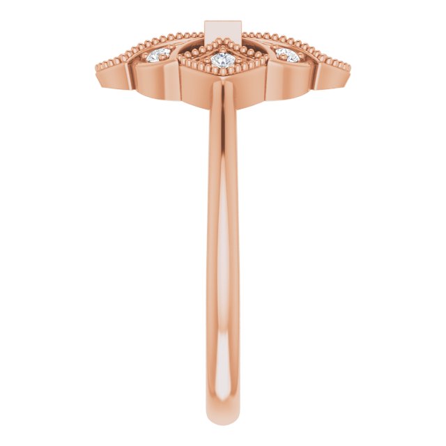14K Gold Straight Baguette Natural Diamond Vintage-Inspired Ring - Rose Gold - view 4