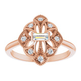 14K Gold Straight Baguette Natural Diamond Vintage-Inspired Ring - Rose Gold - view 3