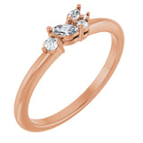 14K Gold Marquise Natural Diamond Stackable Cluster Ring - Rose Gold