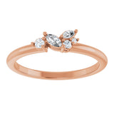 14K Gold Marquise Natural Diamond Stackable Cluster Ring - Rose Gold - view 3