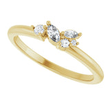 14K Gold Marquise Natural Diamond Stackable Cluster Ring - Yellow Gold - view 5