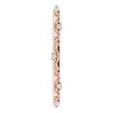 14K Gold Round Natural Diamond Vintage-Inspired Bar Necklace or Pendant - Rose Gold