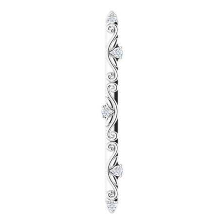 14K Gold Round Natural Diamond Vintage-Inspired Bar Necklace or Pendant - White Gold