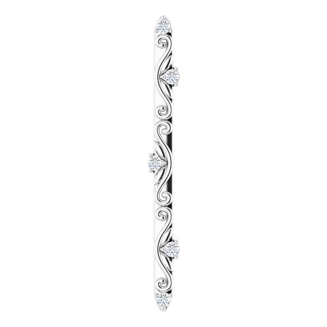 14K Gold Round Natural Diamond Vintage-Inspired Bar Necklace or Pendant - White Gold