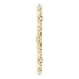 14K Gold Round Natural Diamond Vintage-Inspired Bar Necklace or Pendant - Yellow Gold
