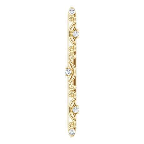 14K Gold Round Natural Diamond Vintage-Inspired Bar Necklace or Pendant - Yellow Gold