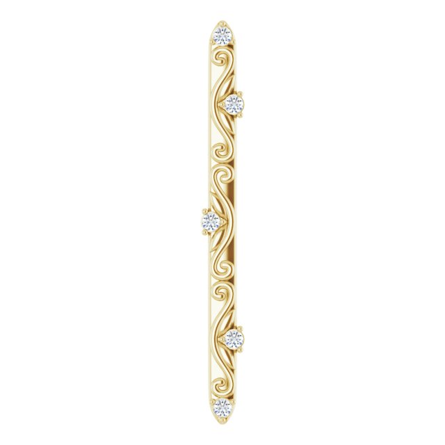 14K Gold Round Natural Diamond Vintage-Inspired Bar Necklace or Pendant - Yellow Gold