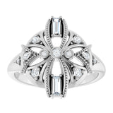 14K Gold Natural Diamond Vintage-Inspired Ring II - White Gold - view 3