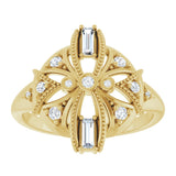 14K Gold Natural Diamond Vintage-Inspired Ring II - Yellow Gold - view 3