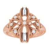 14K Gold Natural Diamond Vintage-Inspired Ring II - Rose Gold - view 3