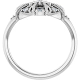 14K Gold Natural Diamond Vintage-Inspired Ring II - White Gold - view 2