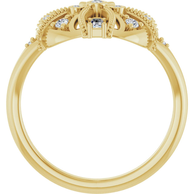 14K Gold Natural Diamond Vintage-Inspired Ring II - Yellow Gold - view 2