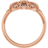 14K Gold Natural Diamond Vintage-Inspired Ring II - Rose Gold - view 2