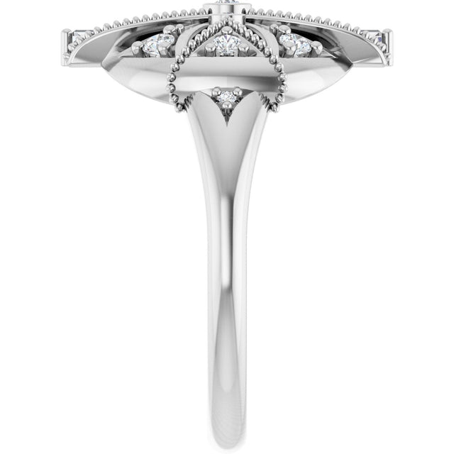 Platinum Natural Diamond Vintage-Inspired Ring II - view 4