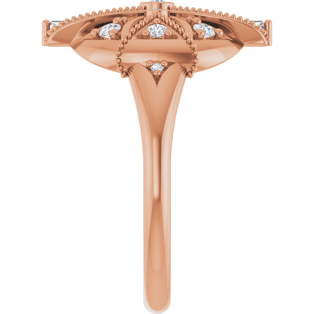 14K Gold Natural Diamond Vintage-Inspired Ring II - Rose Gold - view 4