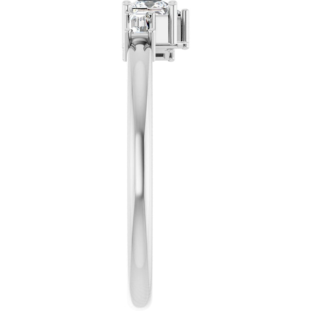 Platinum Natural Diamond Stackable Geometric Ring - view 4