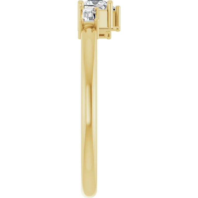 14K Gold Natural Diamond Stackable Geometric Ring - Yellow Gold - view 4