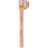 14K Gold Natural Diamond Stackable Geometric Ring - Rose Gold - view 4