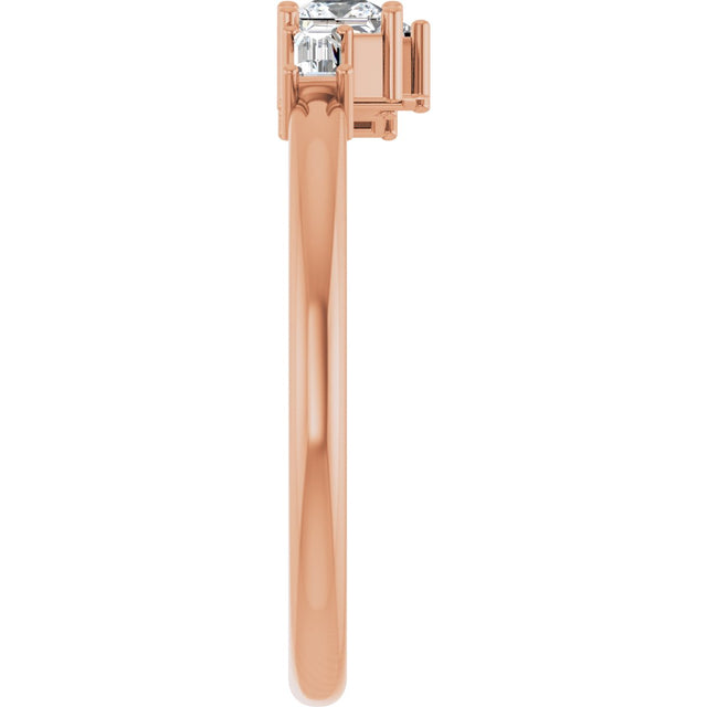 14K Gold Natural Diamond Stackable Geometric Ring - Rose Gold - view 4