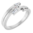 14K Gold Straight Baguette Natural Diamond Geometric Ring - White Gold