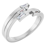 Platinum Straight Baguette Natural Diamond Geometric Ring