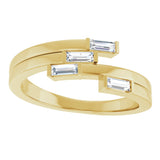 14K Gold Straight Baguette Natural Diamond Geometric Ring - Yellow Gold - view 3