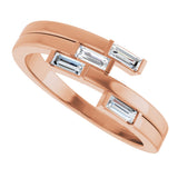 14K Gold Straight Baguette Natural Diamond Geometric Ring - Rose Gold - view 5