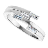 14K Gold Straight Baguette Natural Diamond Geometric Ring - White Gold - view 5