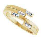 14K Gold Straight Baguette Natural Diamond Geometric Ring - Yellow Gold - view 5