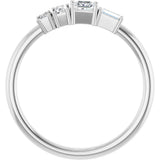 Platinum Natural Diamond Stackable Geometric Ring - view 2