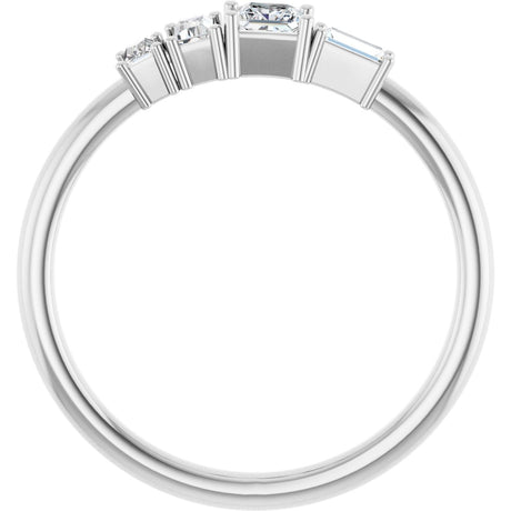 Platinum Natural Diamond Stackable Geometric Ring - view 2