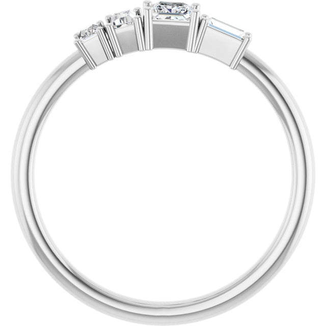 Platinum Natural Diamond Stackable Geometric Ring - view 2