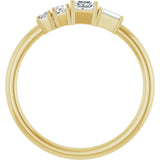 14K Gold Natural Diamond Stackable Geometric Ring - Yellow Gold - view 2