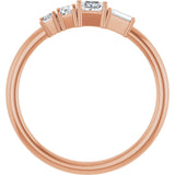 14K Gold Natural Diamond Stackable Geometric Ring - Rose Gold - view 2