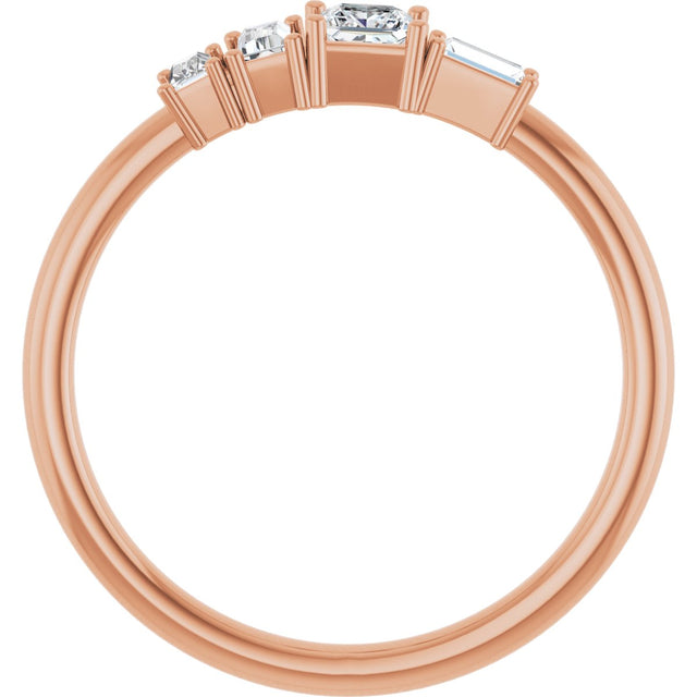 14K Gold Natural Diamond Stackable Geometric Ring - Rose Gold - view 2