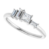 Platinum Natural Diamond Stackable Geometric Ring - view 5
