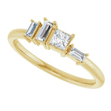 14K Gold Natural Diamond Stackable Geometric Ring - Yellow Gold - view 5