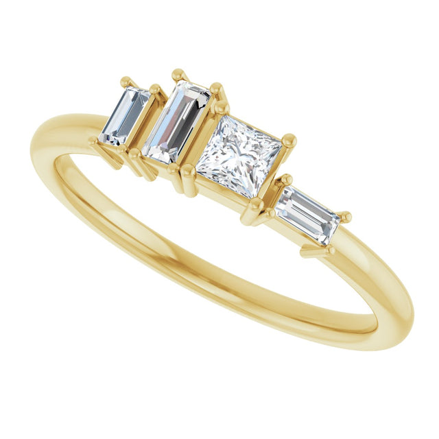 14K Gold Natural Diamond Stackable Geometric Ring - Yellow Gold - view 5