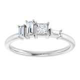 Platinum Natural Diamond Stackable Geometric Ring - view 3