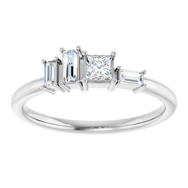 Platinum Natural Diamond Stackable Geometric Ring - view 3