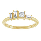14K Gold Natural Diamond Stackable Geometric Ring - Yellow Gold - view 3