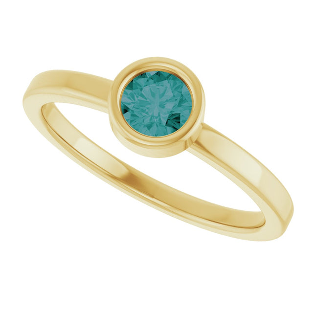 14K Gold Round Lab-Grown Alexandrite Bezel-Set Solitaire Ring - Yellow Gold - view 5