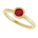 14K Gold Round Natural Ruby Bezel-Set Solitaire Ring - Yellow Gold - view 5