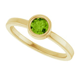 14K Gold Round Natural Peridot Bezel-Set Solitaire Ring - Yellow Gold - view 5