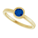14K Gold Round Natural Blue Sapphire Bezel-Set Solitaire Ring - Yellow Gold - view 5