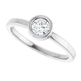 Platinum Round Natural White Sapphire Bezel-Set Solitaire Ring - view 5